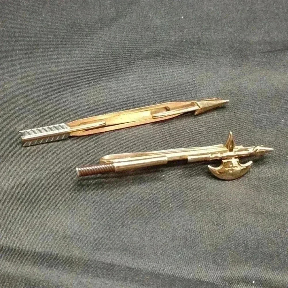 Set of 2 Tie Bar Pins Vintage Swank and Hickory Arrow Halberd Axe